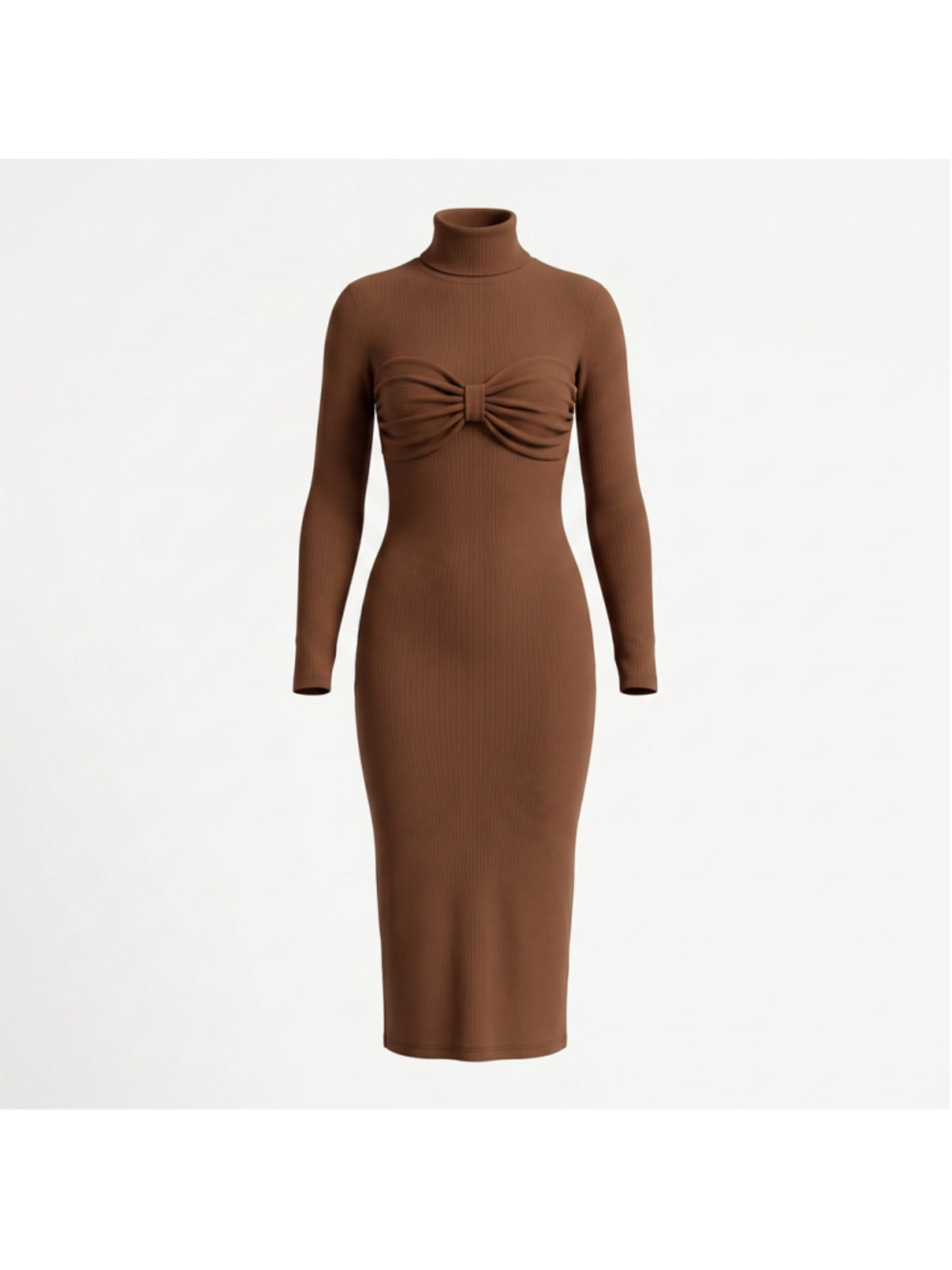 Nanushka Manja Draped Bustier Mesh Jersey Turtleneck Midi Dress